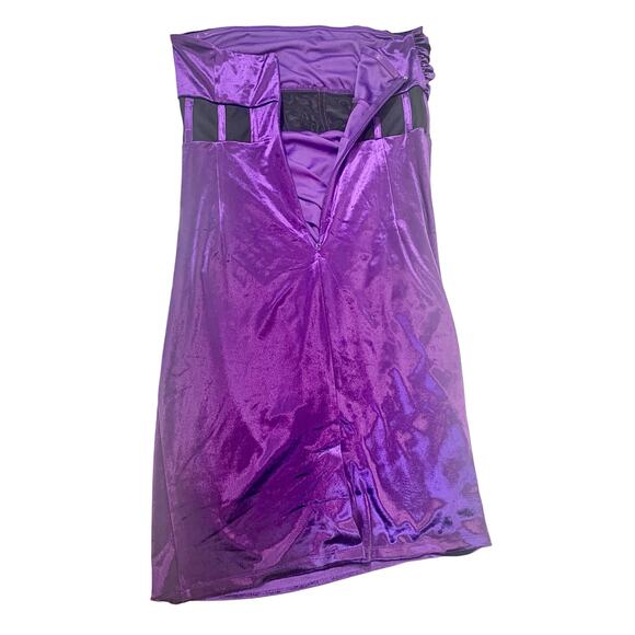 Gabrielle Union Aniyah Strapless Dark Purple Velvet Illusion‎ Dress Sz Large - Picture 6 of 12